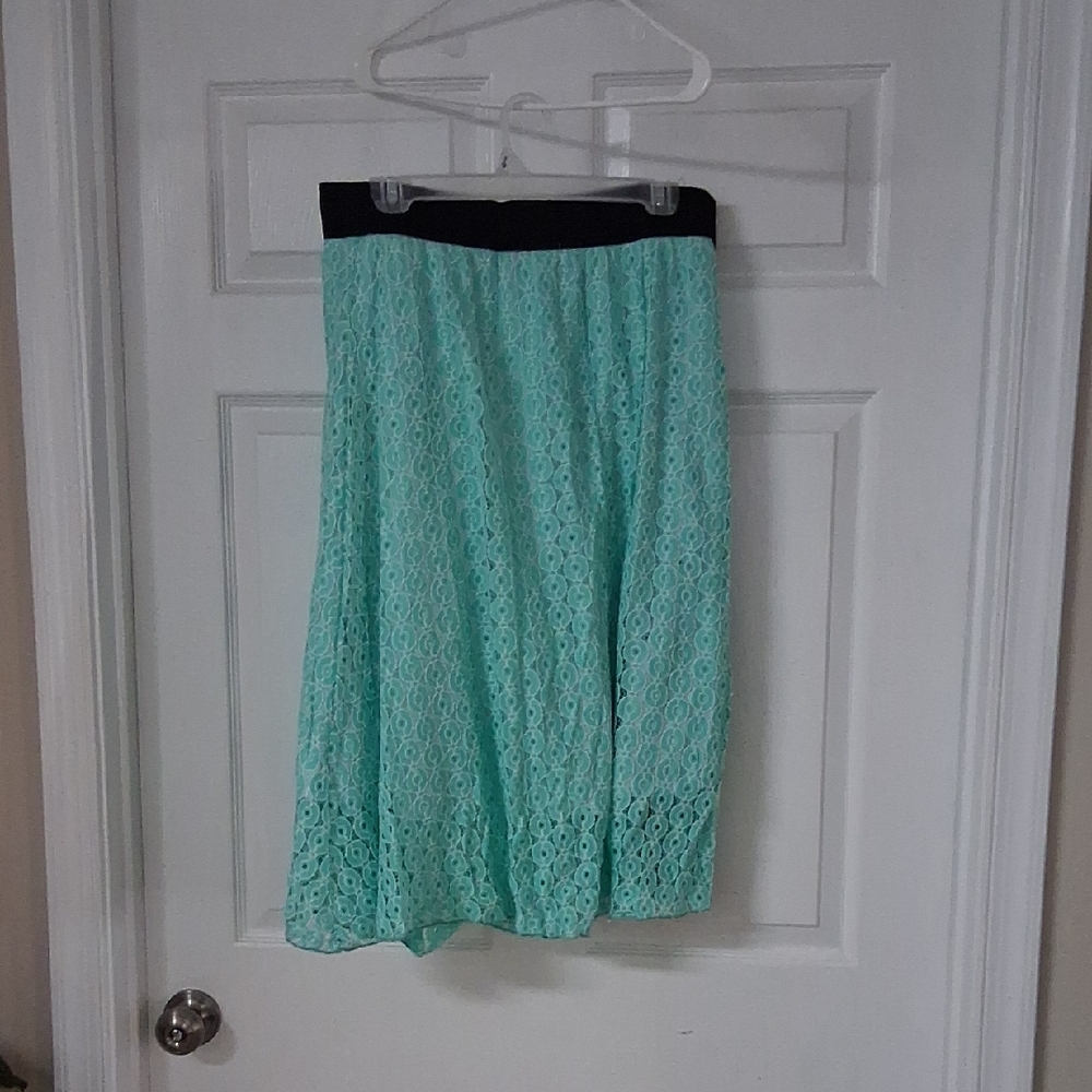 LuLaRoe Aqua Lace Midi Skirt